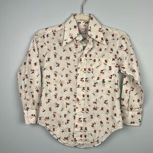 Vintage Now Breed by campus cotton blend floral vintage button down girls top